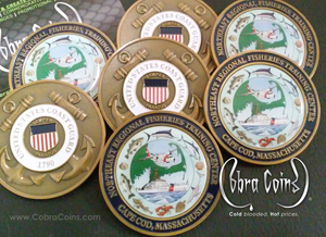 Coast Guard Northeast Regional Fisheries Training Center
Cape Cod, Massachusetts 2 inch 2D Offset Printed Front and 3D Back Antique Gold cobra coins cobracoins.com